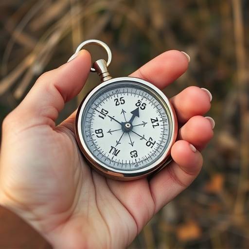 A close-up of a person's hand holding a vintage compass, symbolizing exploration and navigation.