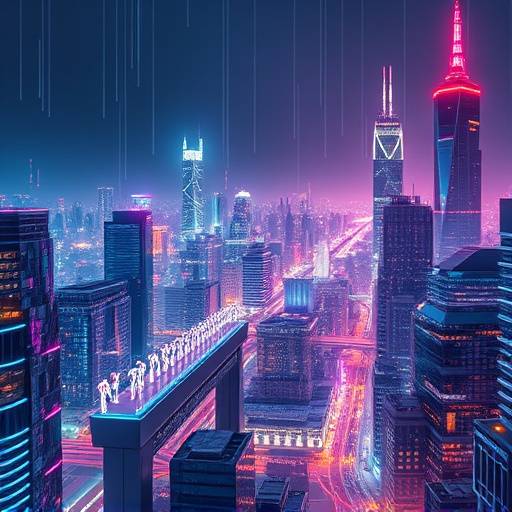 Image of a digital cityscape with glowing data streams.