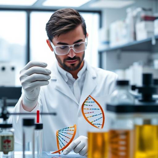 Scientist working with DNA sequencing equipment in a lab